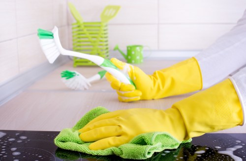 Upholstery cleaning equipment used on a sofa