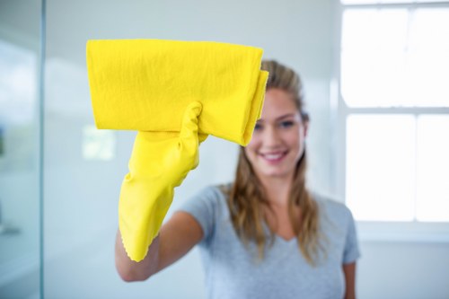 Stain removal treatment on a sofa during upholstery cleaning
